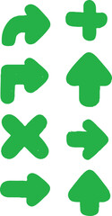 Obraz premium Collection of various green directional arrows and symbols.