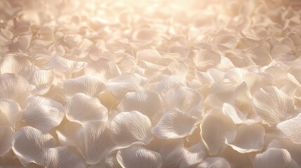White Petals Scattered Gently on a Soft Background Illuminated by Warm Light