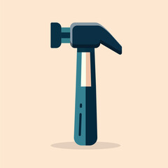 Cartoon hammer with blue handle vector, flat design hammer illustration for DIY construction repair and handyman work