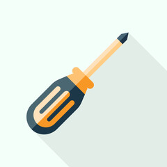 Screwdriver with yellow handle, cartoon screwdriver vector illustration for DIY repair and construction