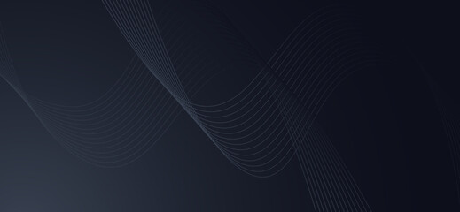 Subtle curved lines artfully traverse the deep navy background, creating a sense of motion and elegance, accentuated by gradient lighting and dark, modern design