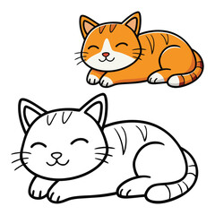 Obraz premium sleeping cat coloring page for kids. Vector cartoon character. Educational game. educational worksheets for kindergarten.
