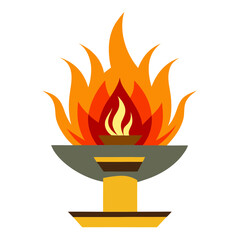 Stylized torch with bright flames burning against a black background