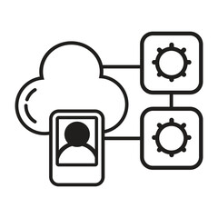Cloud security user management connects to system settings and network services vector