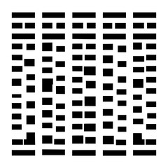 Array of black rectangles and squares arranged in vertical columns on a white background in a pattern