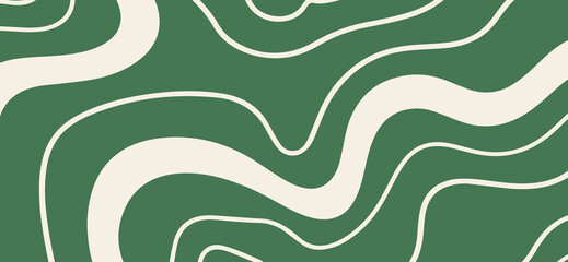 Abstract background of green with wavy beige lines creates a minimalist, earthy and organic pattern, perfect for modern designs and nature-inspired themes in digital art