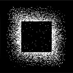 White dots forming a square frame around a black square in a black background with some dots inside