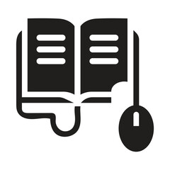 Digital learning book and computer mouse icon symbol for online education and knowledge acquisition vector