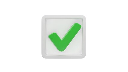 Green check mark symbol icon vector illustration for approval success and task completion design element on transparent background