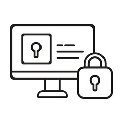 Digital security computer icon with padlock protecting data and information system vector