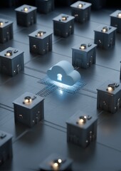 Artistic Illustration of Encrypted Data Security in a Cloud Environment