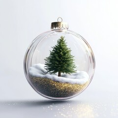 Glass christmas ornament tree bauble snow.