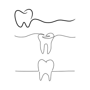Dental Instruments Line Icon &ndash; Professional Dentist Tools Vector Illustration