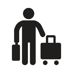 Man with luggage suitcase and briefcase traveling icon symbol representing journey vector