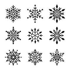 Set of Snowflakes Christmas design. Snowflakes icons. White Snowflake. Snowflakes template. Snow winter. Snowflakes icons.