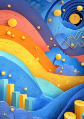 Vibrant Abstract Landscape Representing Cloud Security and Data Driven Concepts