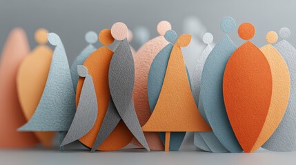 Abstract Concept of Safety Represented by Layered Paper Cut Figures in Soft Colors