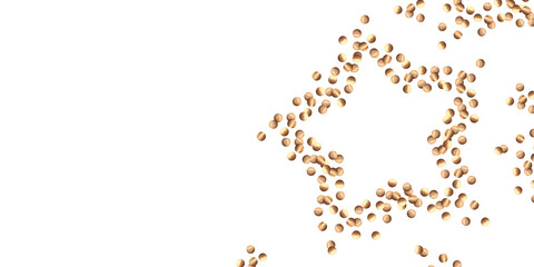 Festive banner with gold confetti stars on a white background, watercolor illustration. New Year's card template with sparkling glitter. Abstract starry background for invitations, Christmas designs