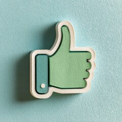 Stylish Paper Cut Thumb Up Icon on Pastel Gradient Background for Modern Designs
