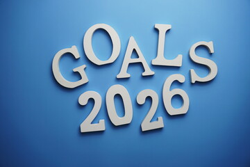 Goals for 2026 alphabet letter on blue background