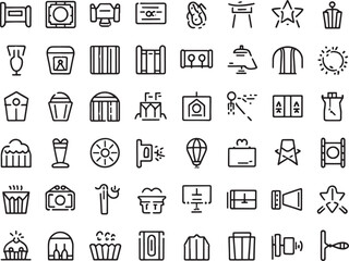 Fototapeta premium cinema icons for digital projects Collection of bold black line art bundle set