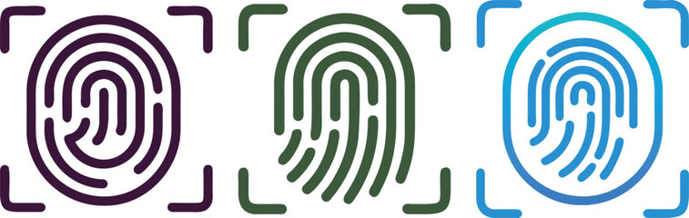  colorful fingerprint scans symbolizing security, identification and biometric access