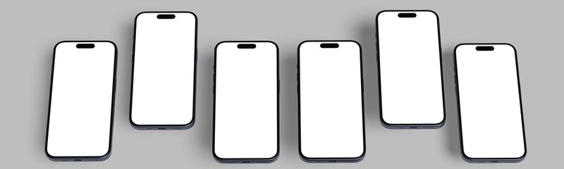 3D Silver smartphone mockup with white screen. silver mobile phone isolated on white background. 3d vector illustration.