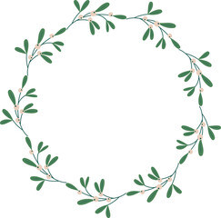 Mistletoe wreath flat stock Illustration.
Transparent background.