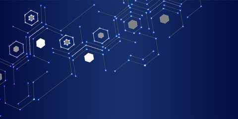 Abstract background with blue hexagon, stock vector