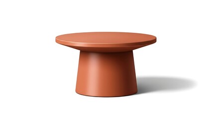 Terracotta Minimalist Coffee Table with Sculptural Base and Soft Shadow