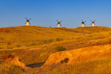 Fototapeta premium Windmills near Alcazar de San Juan, Toledo, Castilla La Mancha, Spain
