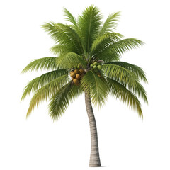 Obraz premium A vibrant coconut palm tree with green fronds and clusters of ri