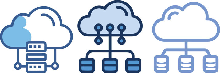 Cloud Computing Network Architecture with Servers, Databases, and Connections Visualization