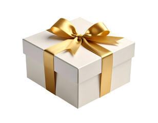 Obraz premium A beautifully wrapped gift box with a shiny golden ribbon, perfect for celebrations and special occasions.