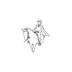 Black and white line art of a beautiful woman with perfect body riding horse elegant minimalist illustration