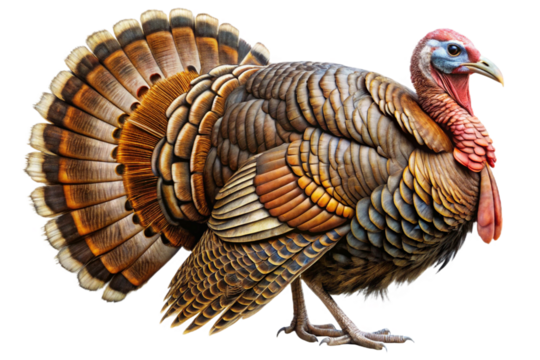 Detailed thanksgiving turkey icon early preparation isolated photo for festive designs isolated on transparent background - Powered by Adobe
