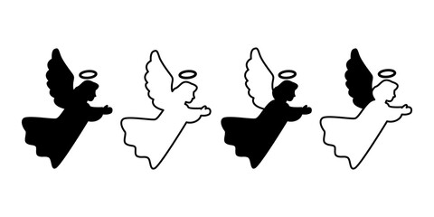 Angel vector icon. Festive holiday figure symbol for Christmas decorations, traditions, and spiritual themes.