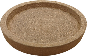Round cork coaster isolated on a transparent background