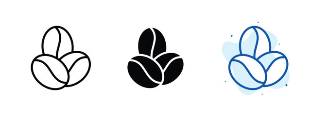 Set of pixel perfect colored Coffee beans icon.eps , 1 Silhouette, 1 Unexpanded, Coffee beans icon representing raw coffee seeds.