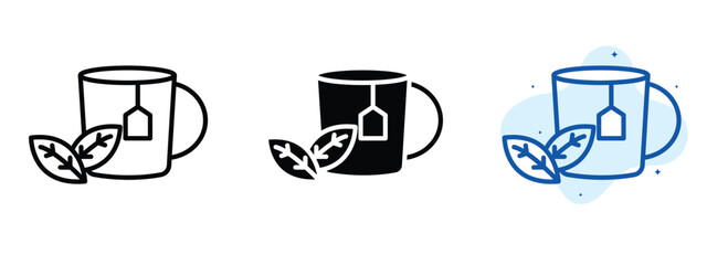 Set of pixel perfect colored Green tea icon.eps , 1 Silhouette, 1 Unexpanded, Green tea icon showing hot healthy beverage.
