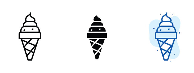 Set of pixel perfect colored Ice cream icon.eps , 1 Silhouette, 1 Unexpanded, Ice cream icon representing cold dessert cone.