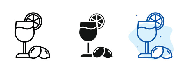 Set of pixel perfect colored Lemonade icon.eps , 1 Silhouette, 1 Unexpanded, Lemonade icon showing glass of citrus drink.