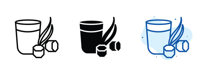 Set of pixel perfect colored Sugar cane juice icon.eps , 1 Silhouette, 1 Unexpanded, Sugar cane juice icon representing tropical sweet drink.