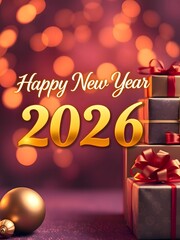 Festive 2026 Celebration Scene With Glittering Numerals In Snowy Forest Under Starry Night