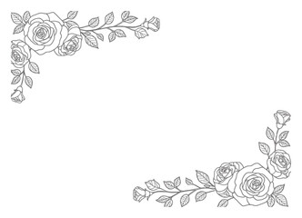 Minimalist Floral Border with Roses and Vines