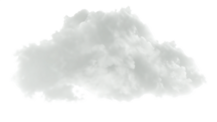 Fluffy white cloud cutout on transparent background isolated on a transparent background