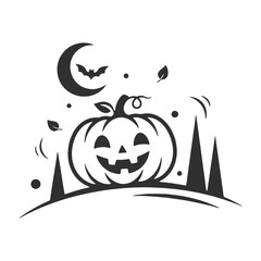 The flat design concept for the Happy Halloween night poster focuses on simplicity, elegance, and ease of recognition.