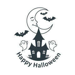 The flat design concept for the Happy Halloween night poster focuses on simplicity, elegance, and ease of recognition.