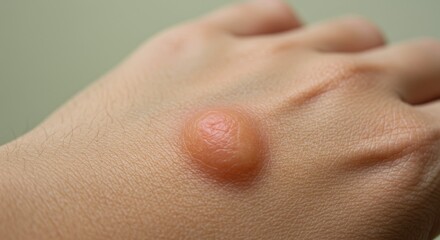 Lipoma or cyst on the back of the hand. A medical close-up image suitable for medical articles, dermatology websites, and healthcare education.