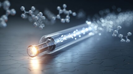 glowing tube molecules science energy